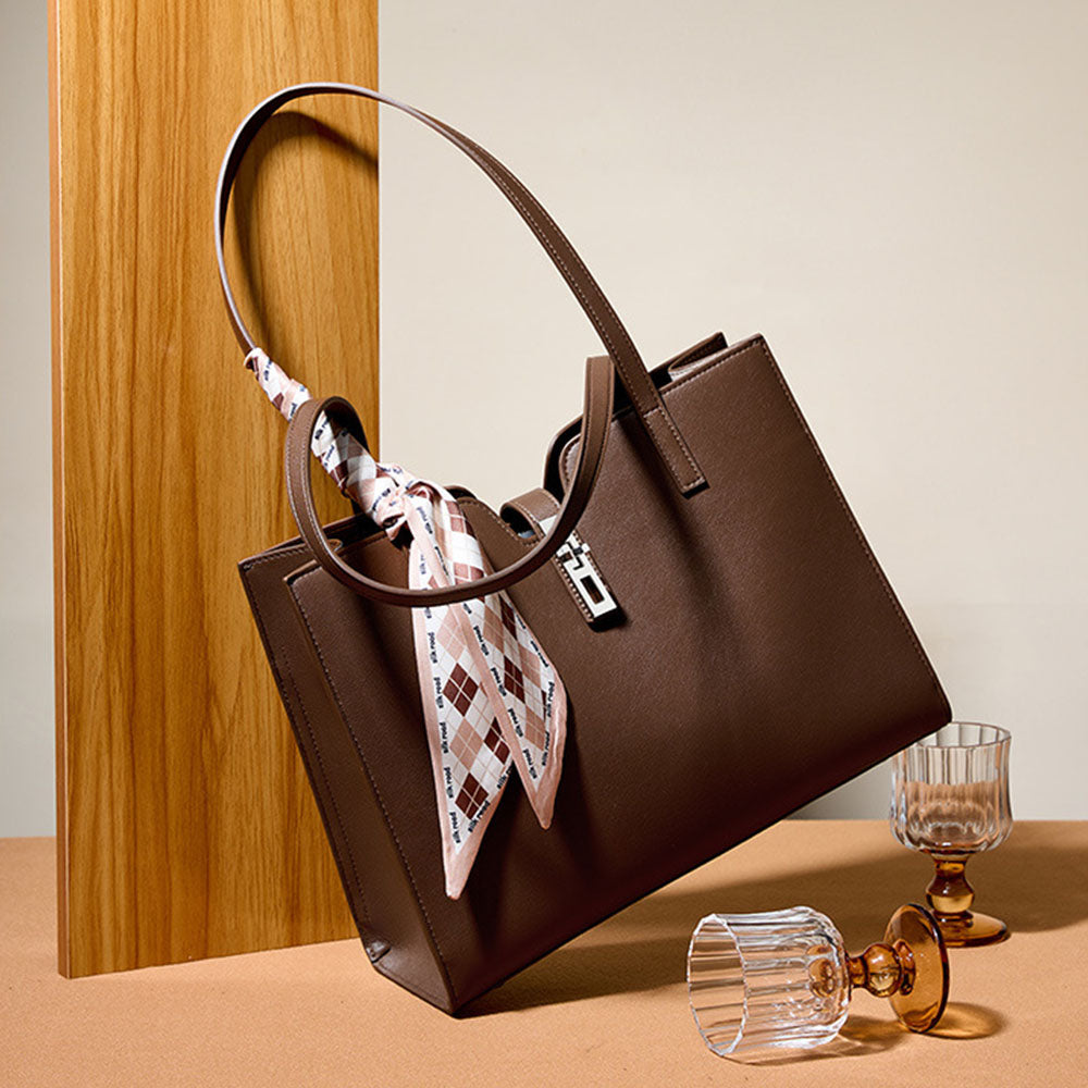 Cowhide Custom Tote Bag Large Capacity Ins Style Underarm Bag |PRUSES-1