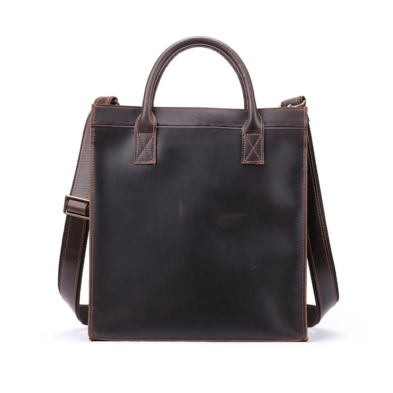 Dark Brown Leather Laptop Handbag Business Tote Bags | PRUSES-10