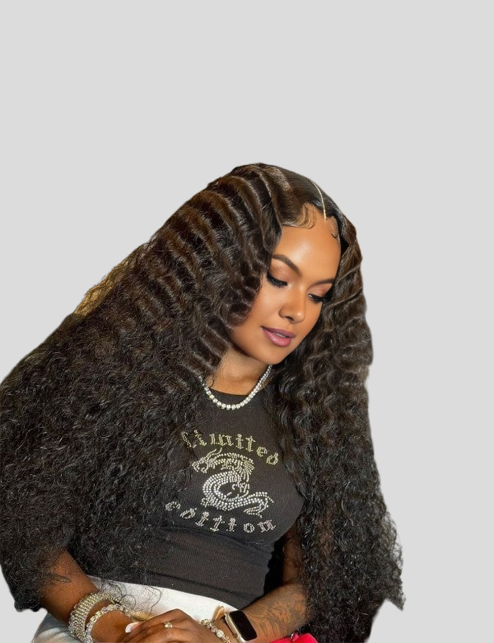 Deep Wave Lace Frontal Wigs HD Lace Front Wig Long Glueless Human Hair Wigs-3