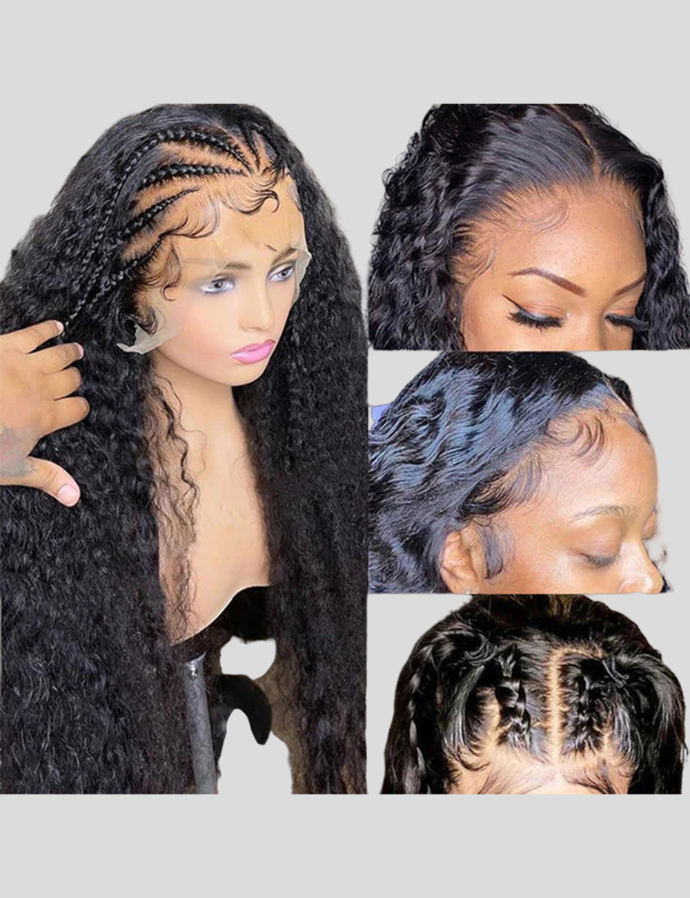 Deep Wave Lace Frontal Wigs HD Lace Front Wig Long Glueless Human Hair Wigs-7