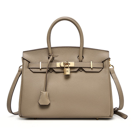 Genuine leather top layer large capacity Kelly bag |PRUSES