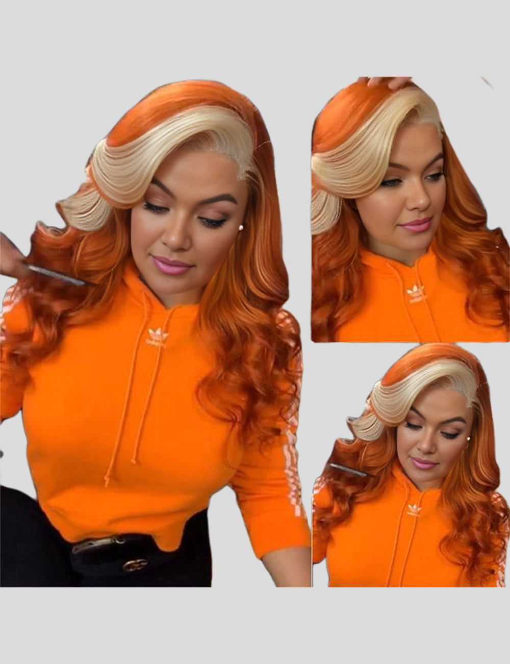 Ginger Blonde Pre Bleached Wig Body Wave Human Hair Wig HD Lace Front Wig-2