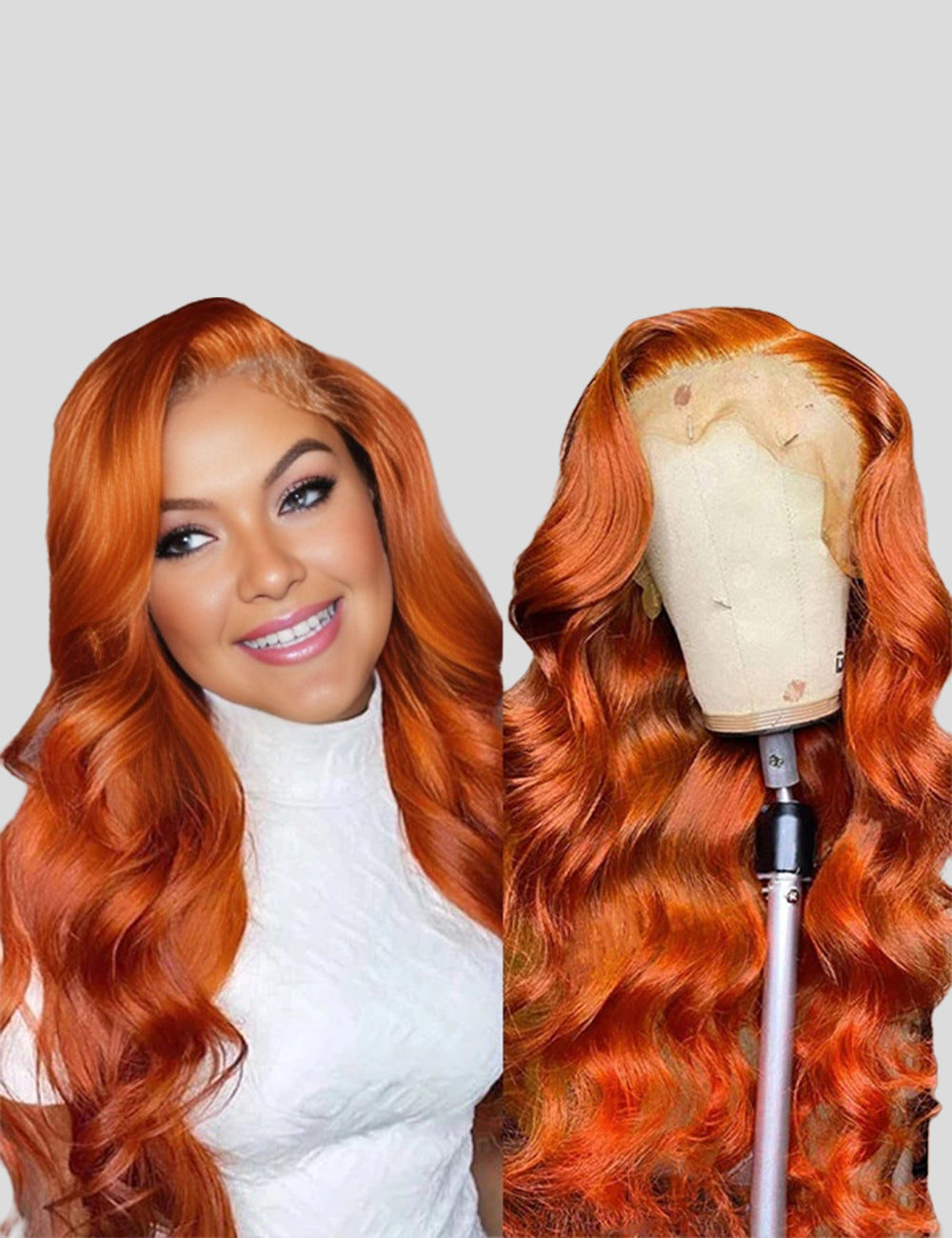 Ginger Color Wigs Body Wave Lace Frontal Wigs 250% Density Human Hair Wigs-1