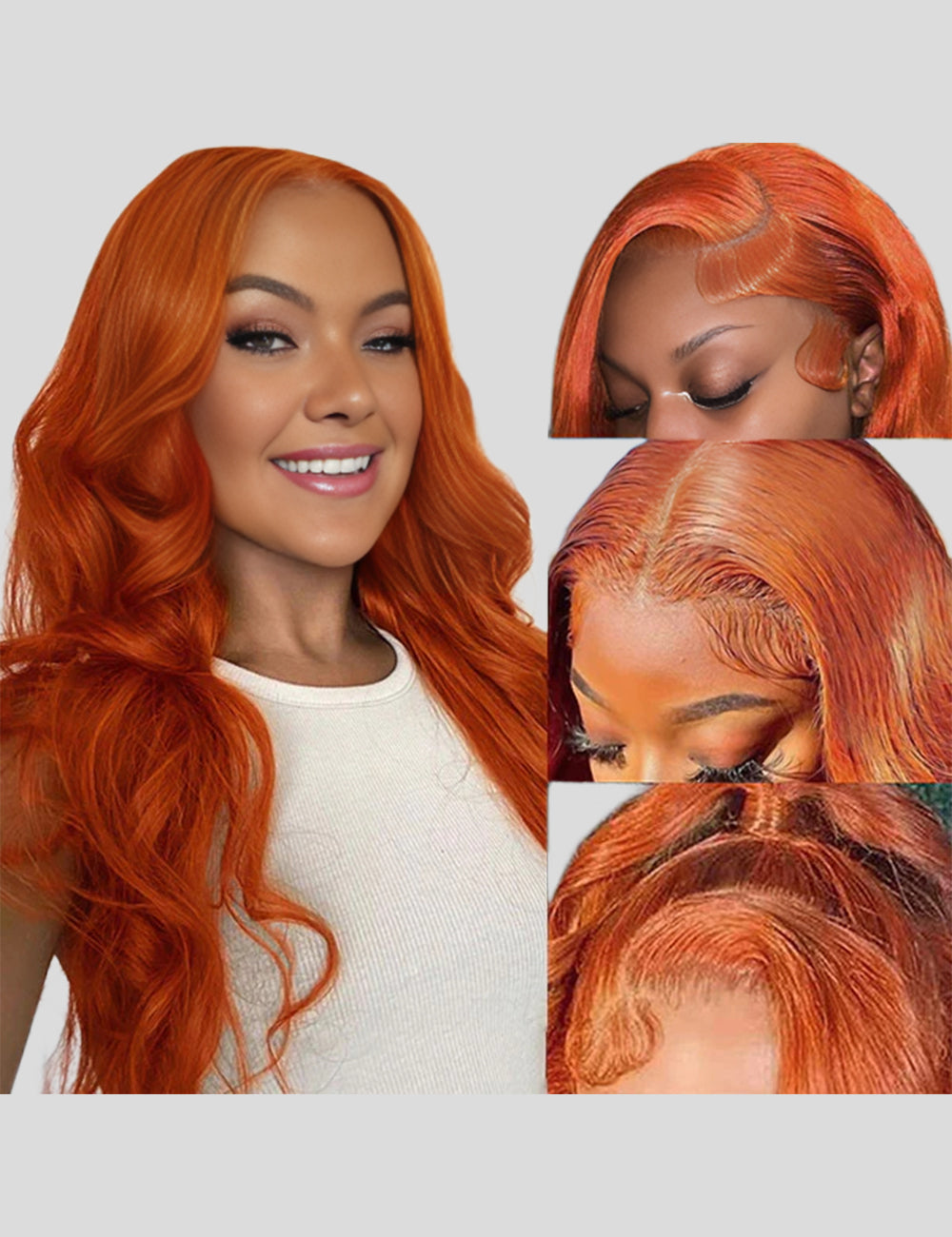 Ginger Color Wigs Body Wave Lace Frontal Wigs 250% Density Human Hair Wigs-3