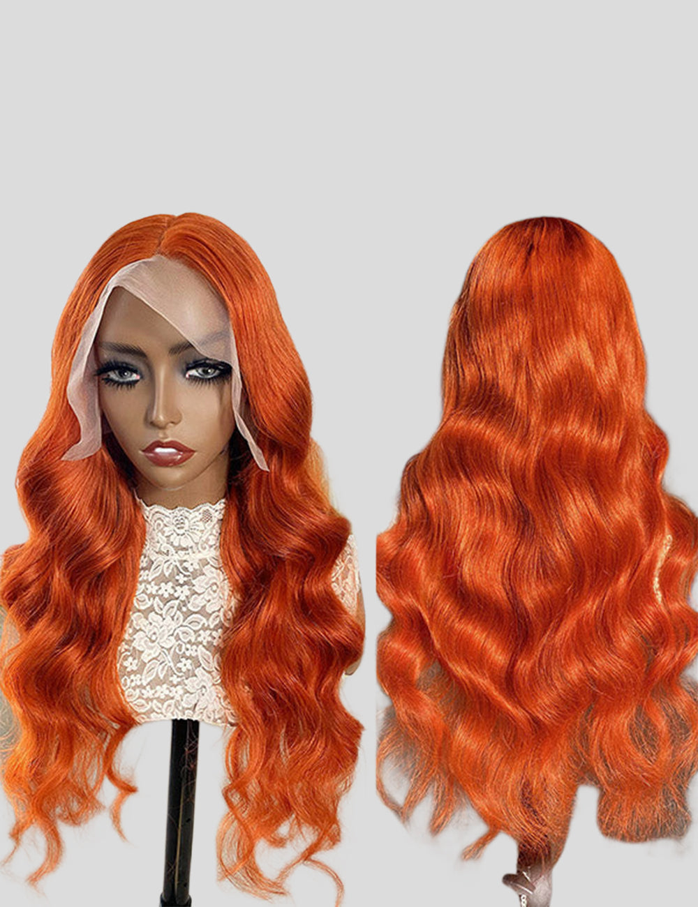 Ginger Color Wigs Body Wave Lace Frontal Wigs 250% Density Human Hair Wigs-4