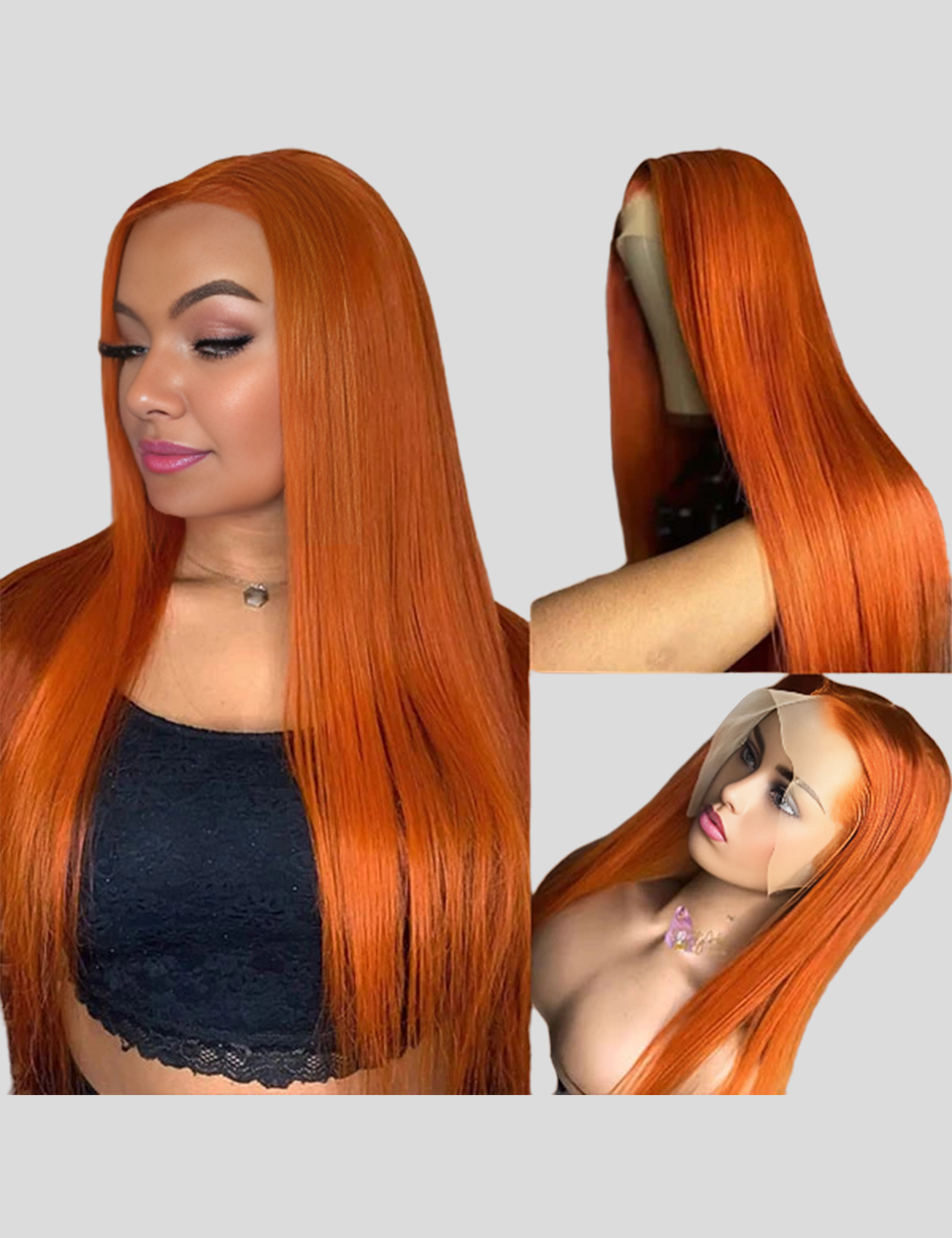 Ginger Orange Lace Front Pre Bleached Wig HD Lace Wig Colored Human Hair Wig-1