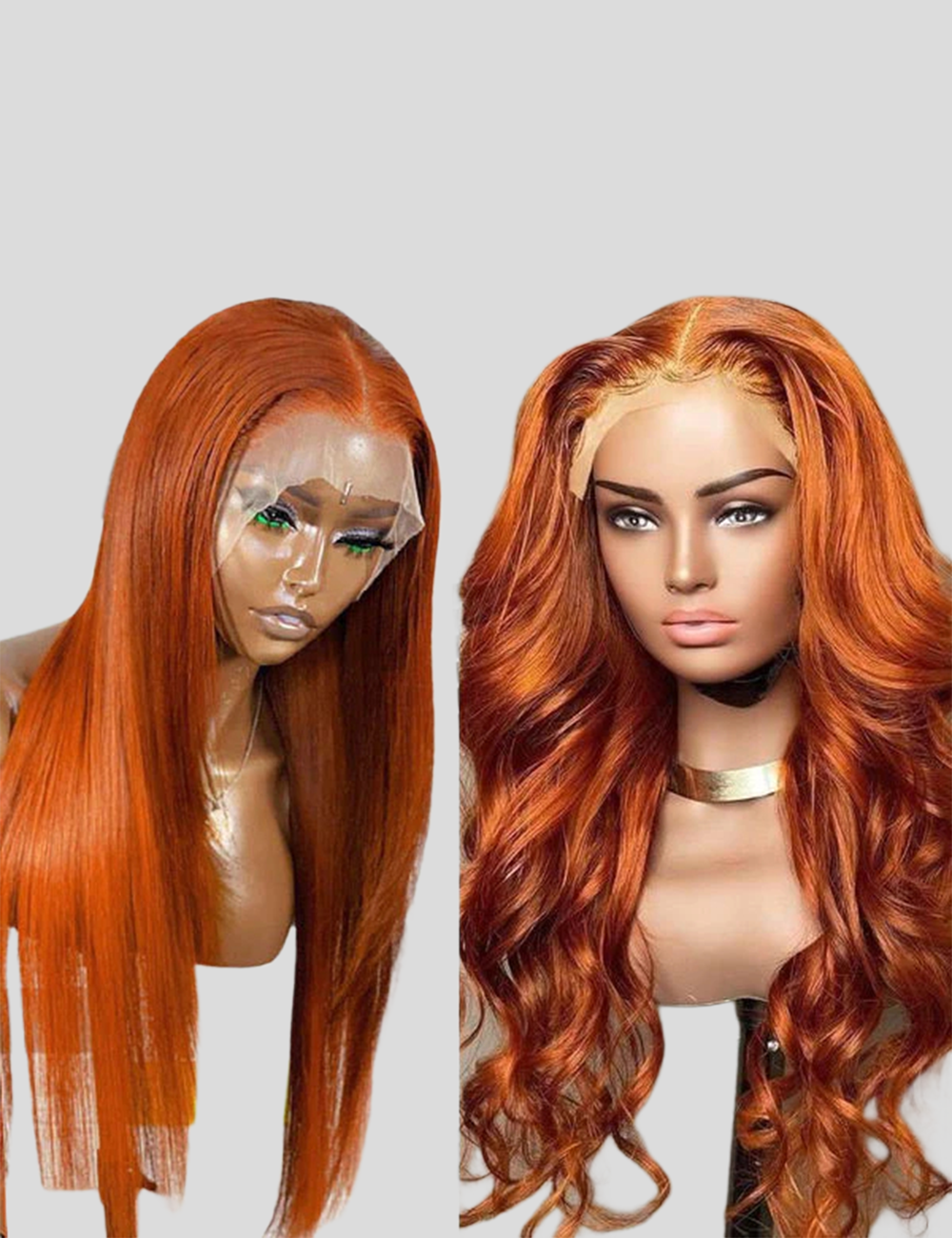 Ginger Orange Lace Front Pre Bleached Wig HD Lace Wig Colored Human Hair Wig-3
