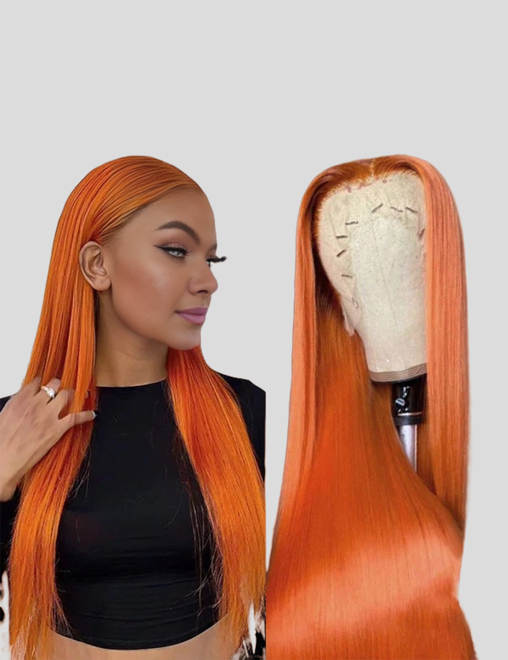 Ginger Orange Lace Front Pre Bleached Wig HD Lace Wig Colored Human Hair Wig