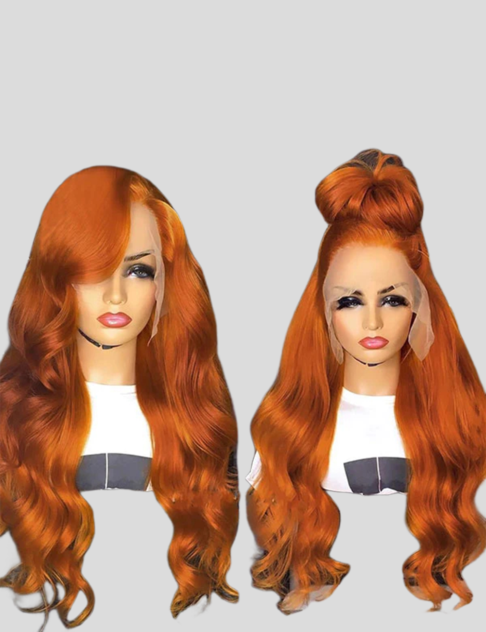Ginger Orange Lace Front Pre Bleached Wig HD Lace Wig Colored Human Hair Wigs-100