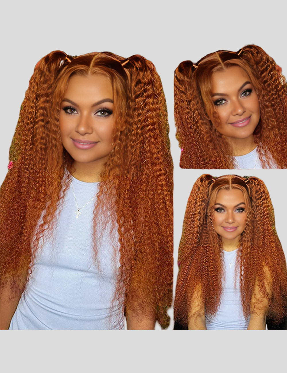 Ginger and Orange Wigs 13x4 Lace Front Wigs 32Inch Curly Frontal Lace Wigs With Pre Plucked-1