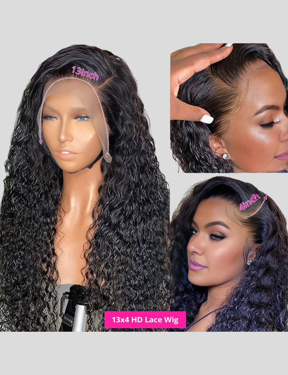 Glueless Wigs Lace Frontal Wigs Water Wave Human Hair Wig 200% Density-5