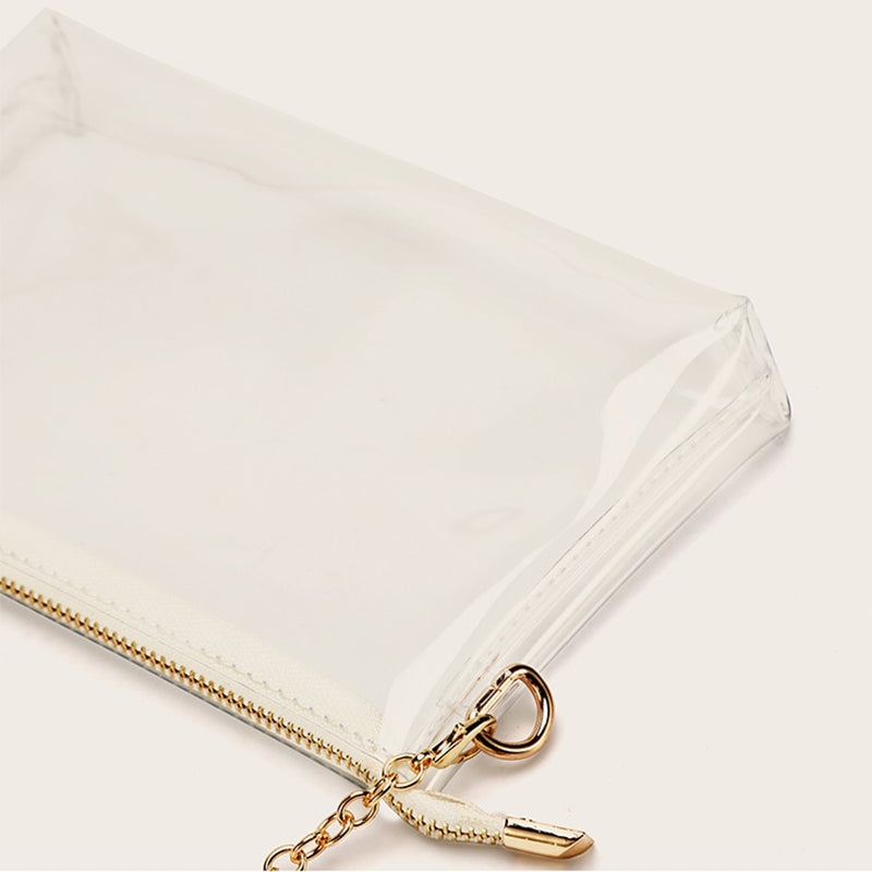 Gold Clear Purse Transparent Beach Bag with Removable Chain_6