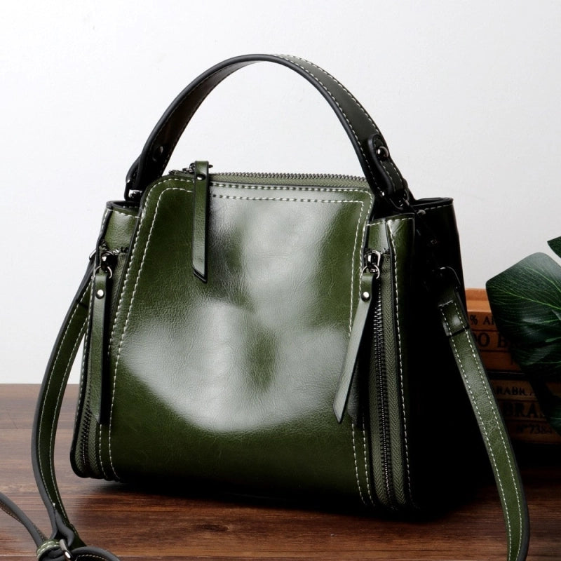 Green Genuine Leather Hangdbags Side Bags | PRUSES-1