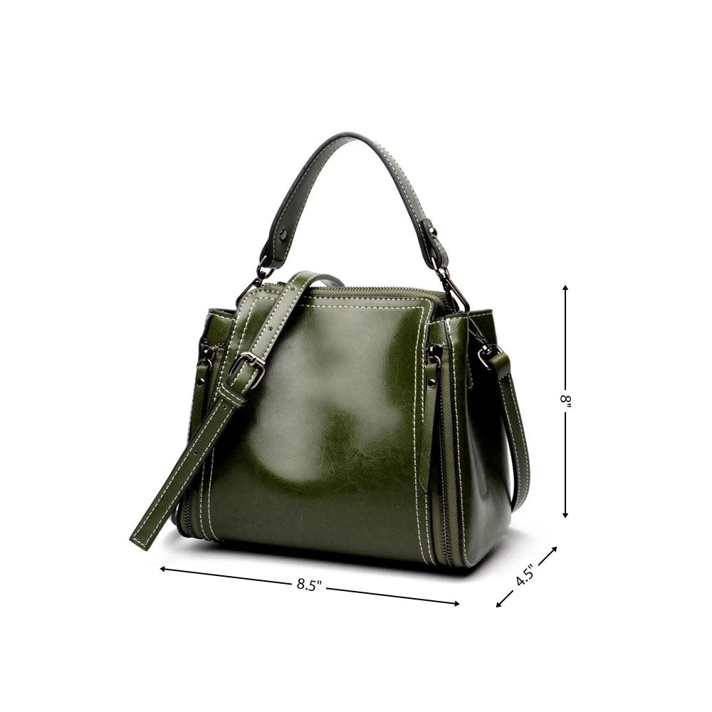 Green Genuine Leather Hangdbags Side Bags | PRUSES-2
