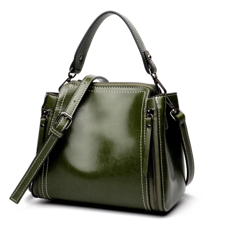 Green Genuine Leather Hangdbags Side Bags | PRUSES