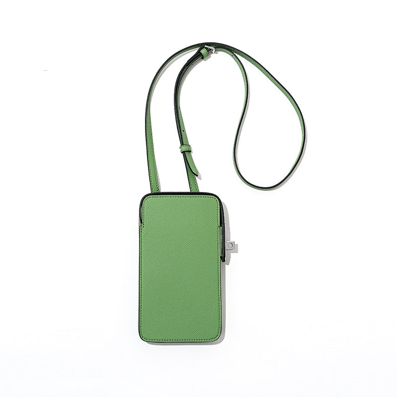Green Leather Crossbody Square Mobile Phone Bag Mini Purse