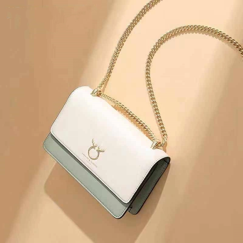 Green Leather Flap Chain Bag Office Women's Crossbody Bags| PRUSES-1