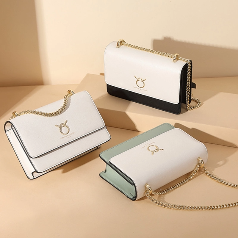 Green Leather Flap Chain Bag Office Women's Crossbody Bags| PRUSES-3