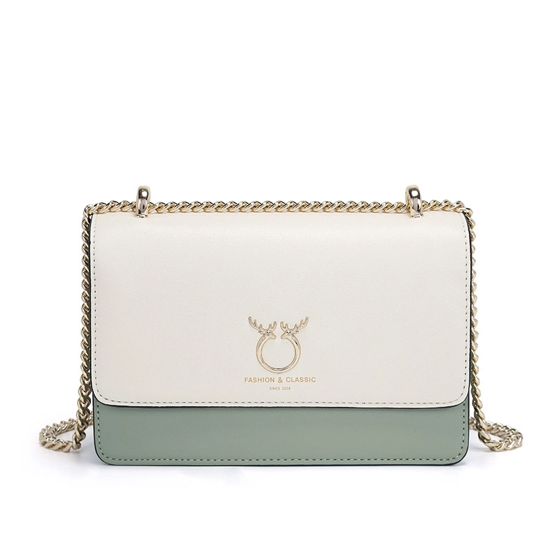 Green Leather Flap Chain Bag Office Women's Crossbody Bags| PRUSES