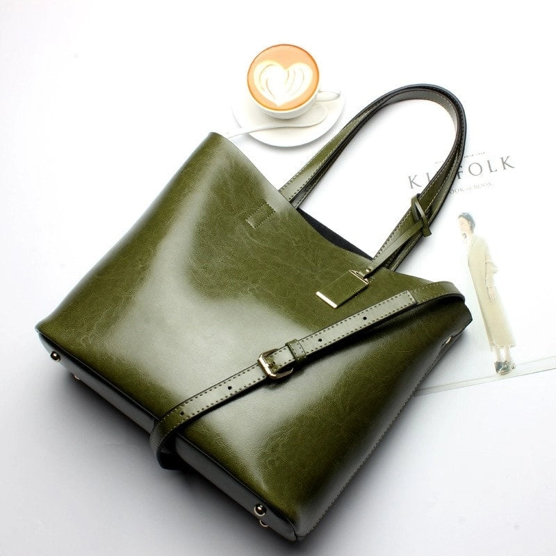 Green Leather Handbags Side Bags for Women | PRUSES