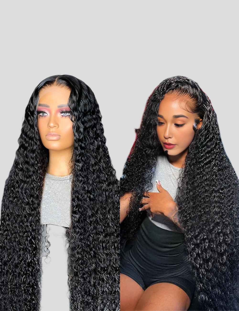 【HD Invisible Lace】Long Deep Wave 13*6 HD Lace Frontal Wig Hair 180% Density Glueless Wigs With Baby Hair-1