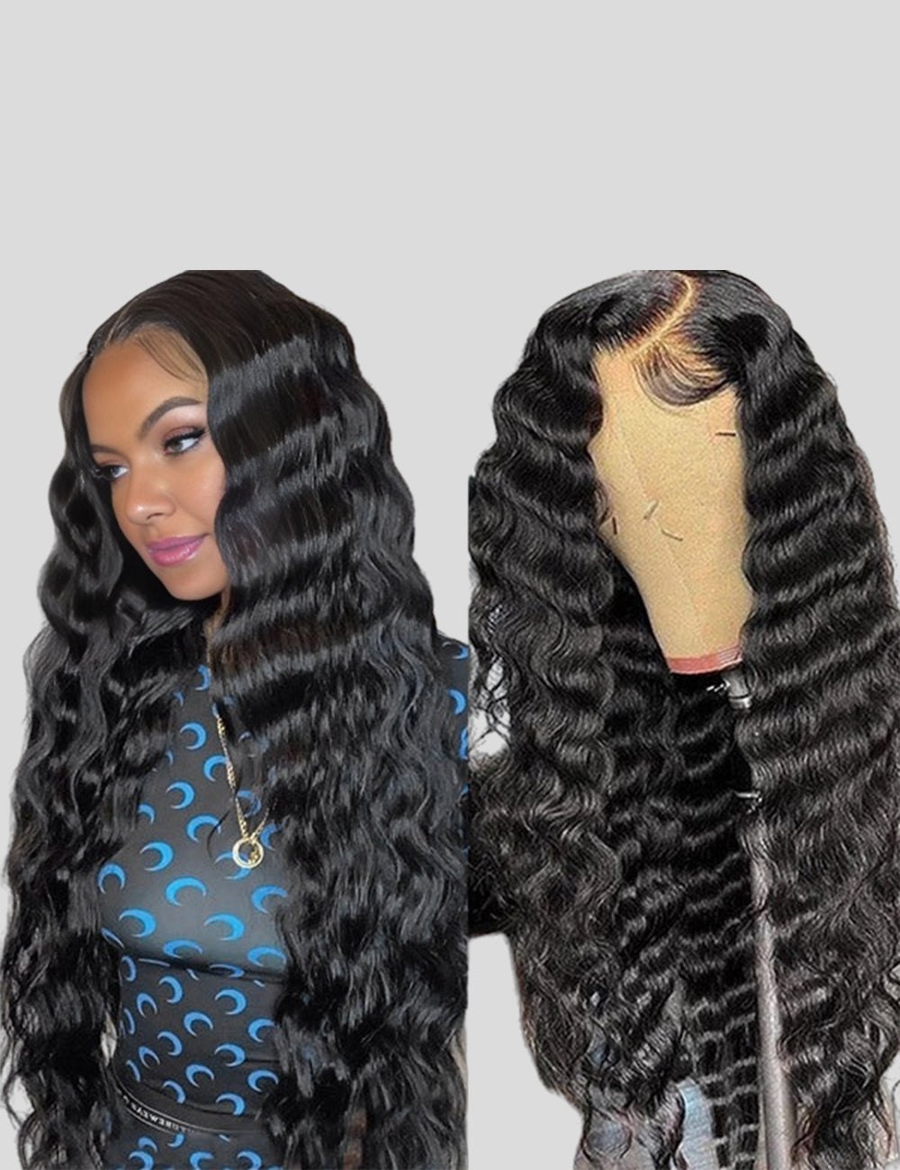 Hair Glueless Wigs Transparent Loose Deep Wave Wig Lace Frontal Closure Wig