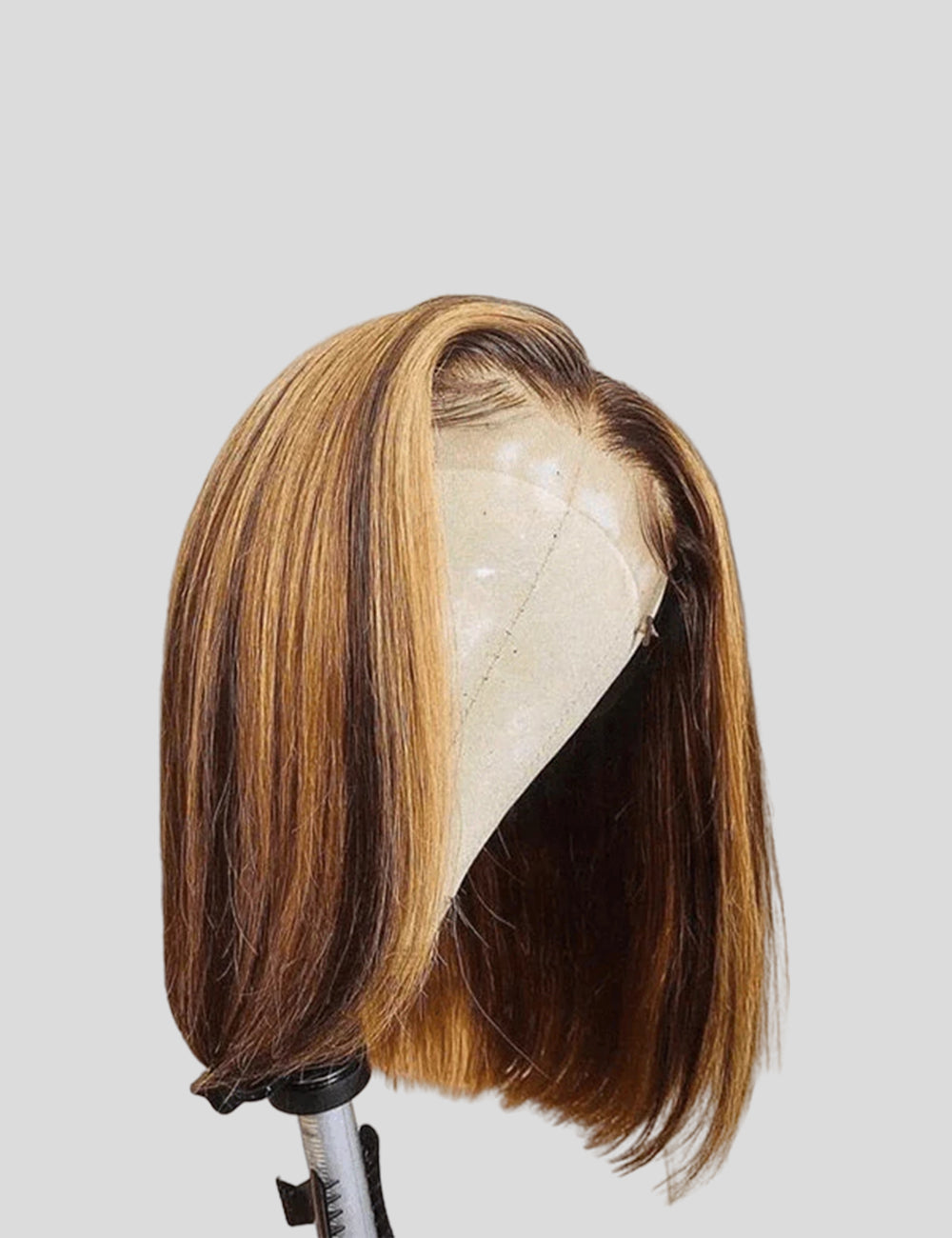 Highlight Bob Wig Honey Blonde Straight Hair Wigs Short Bob Human Hair Wig with Highlights 4x4 Lace Closure Wig P4/27-5