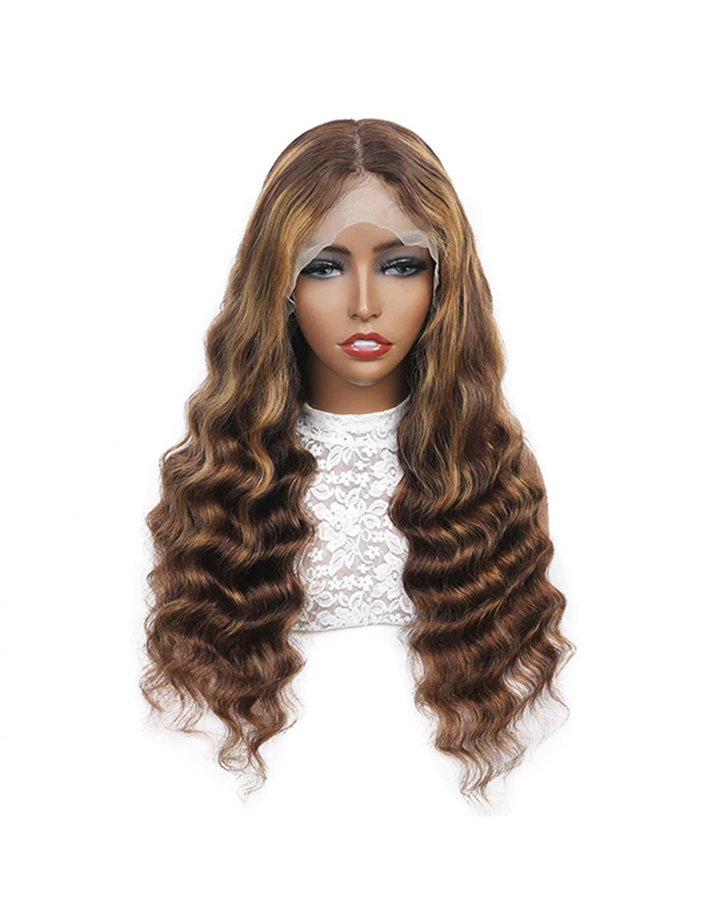 Highlight Honey Blonde Human Hair Wigs For Sell 30 Inch Loose Deep Wave Wigs 4x4 Lace Closure Wigs-3
