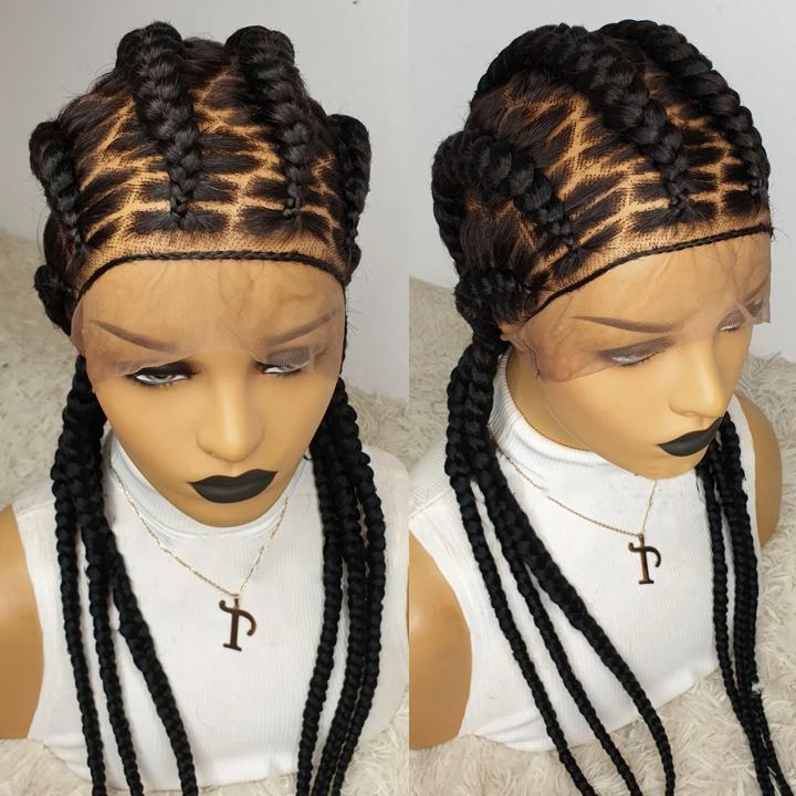 Hot Sales 100% Hand-Braided 6 Dutch Braids Cornrow Braid Wig