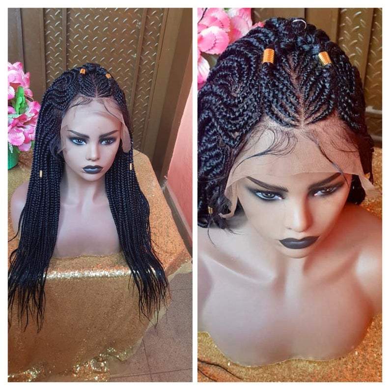 Hot Sales 100% Hand-Braided Cornrow Braided Wig Frontal Braided wig 22"