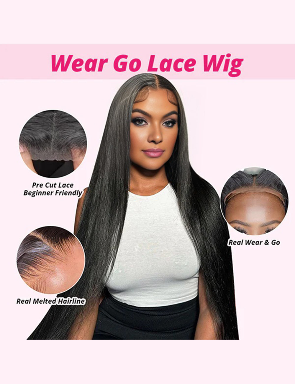 Invisible Knots 13x4 Lace Frontal Wig Pre Cut Wigs Straight Glueless Wigs With Baby Hair-2