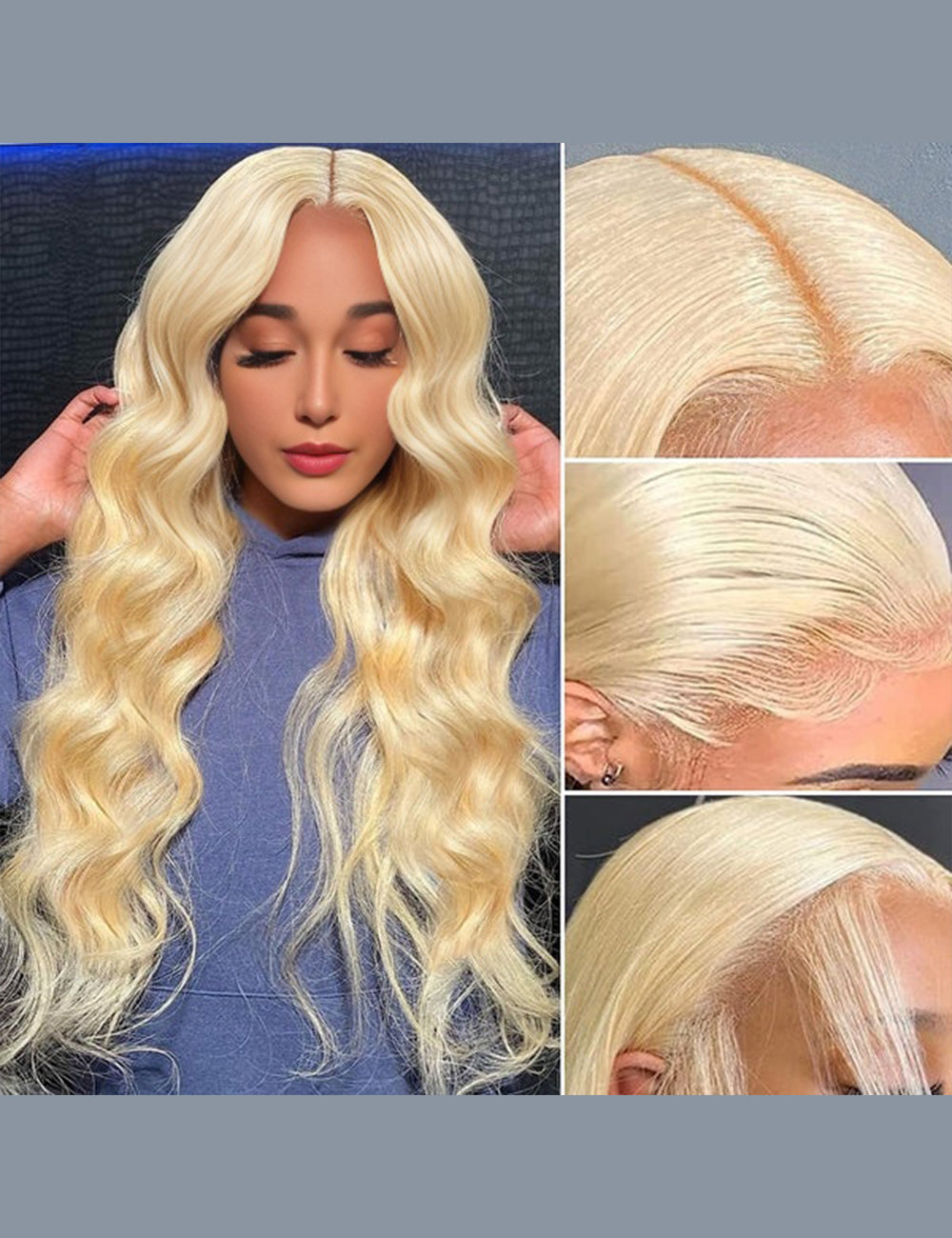 Invisible Knots 613 Honey Blonde Color Body Wave Glueless Wear And Go Wigs Pre Cut Lace-5