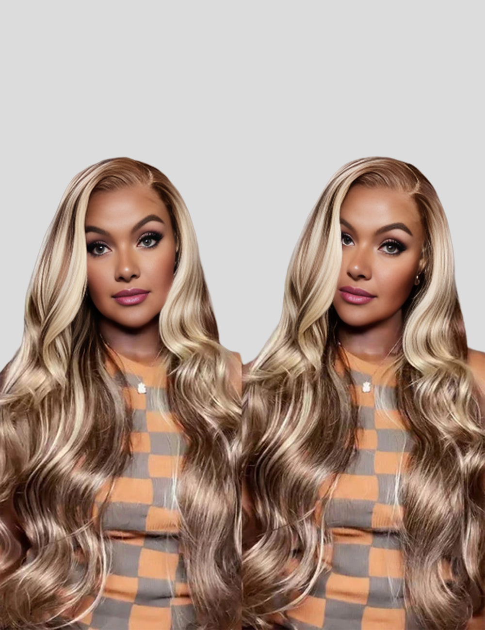 Invisible Knots Brown With Blonde Highlights P4/613 Colored Wigs Body Wave Glueless Pre Cut Wigs-2