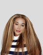 Invisible Knots Kinky Straight Wear Go Glueless Wigs Pre Plucked P4/27 Highlighted Lace Frontal Wig Pre Cut Wigs