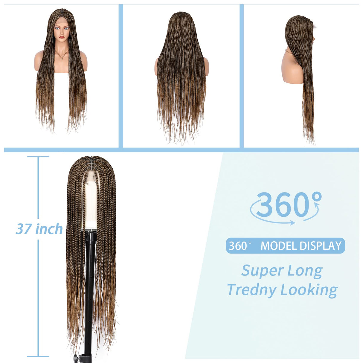 Knotless Cornrow Braids Lace Frontal Box Braided Wigs-6