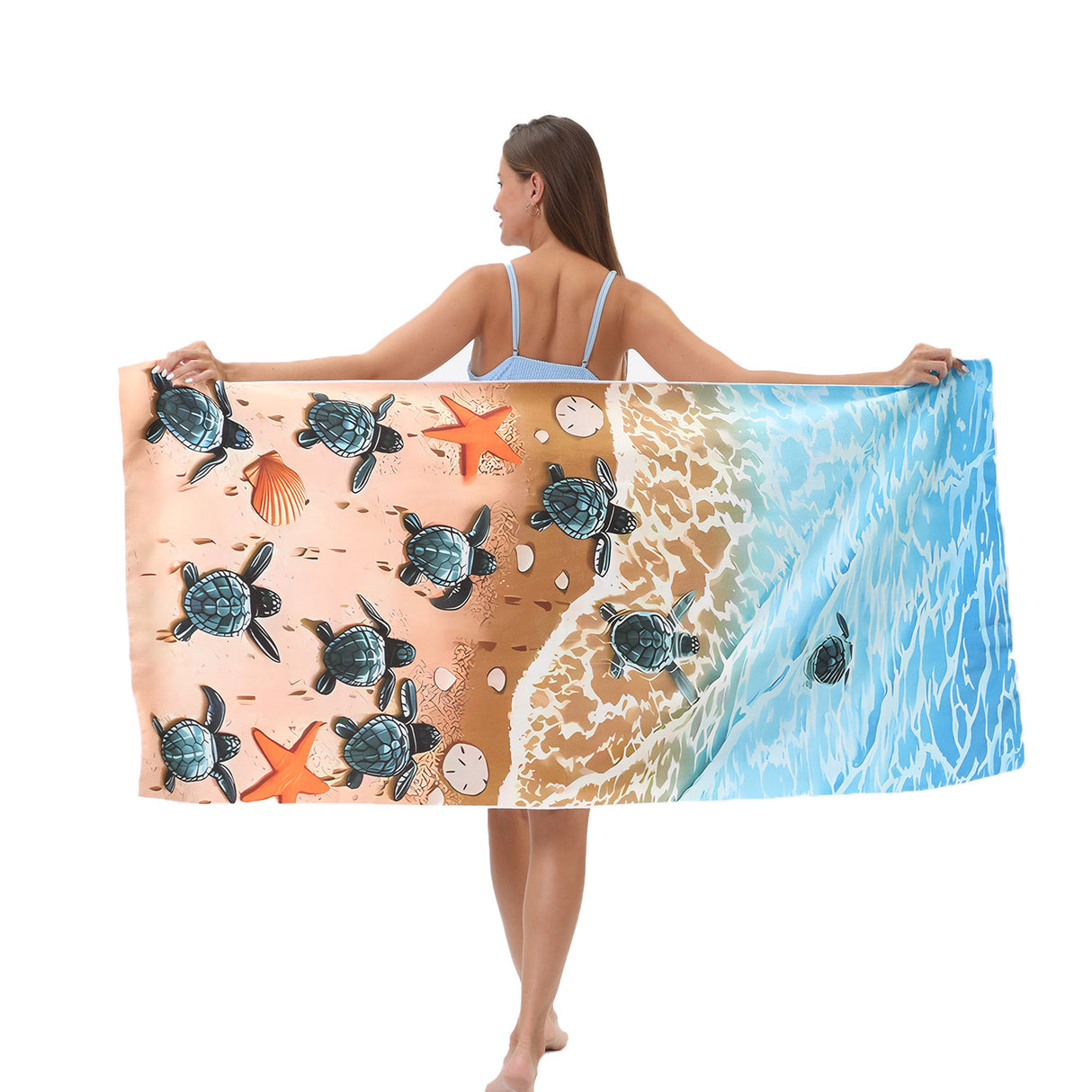 Large Turtle Print Beach Towel Microfiber Bath Towel | PRUSES-3