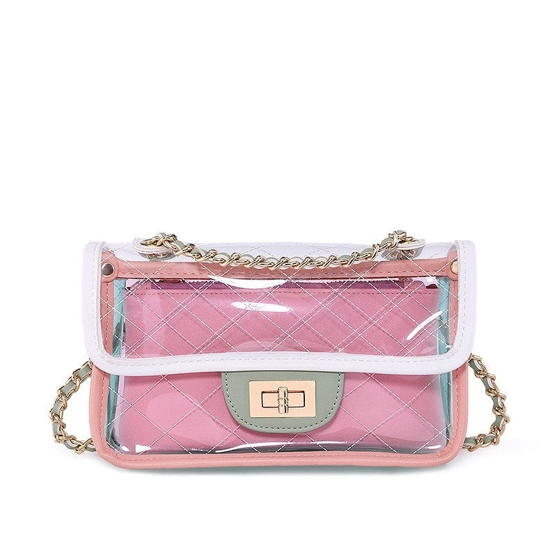 Light Green Clear Crossbody Purse with Chain | PRUSES-7