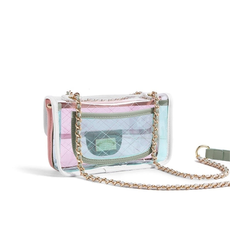 Light Green Clear Crossbody Purse with Chain | PRUSES-8