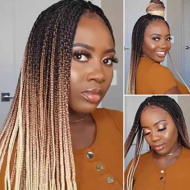Locs Braid Wigs Straight Ombre Gradient Gold Colored Crochet Braids Wig