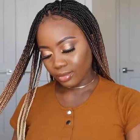Locs Braid Wigs Straight Ombre Gradient Gold Colored Crochet Braids Wig