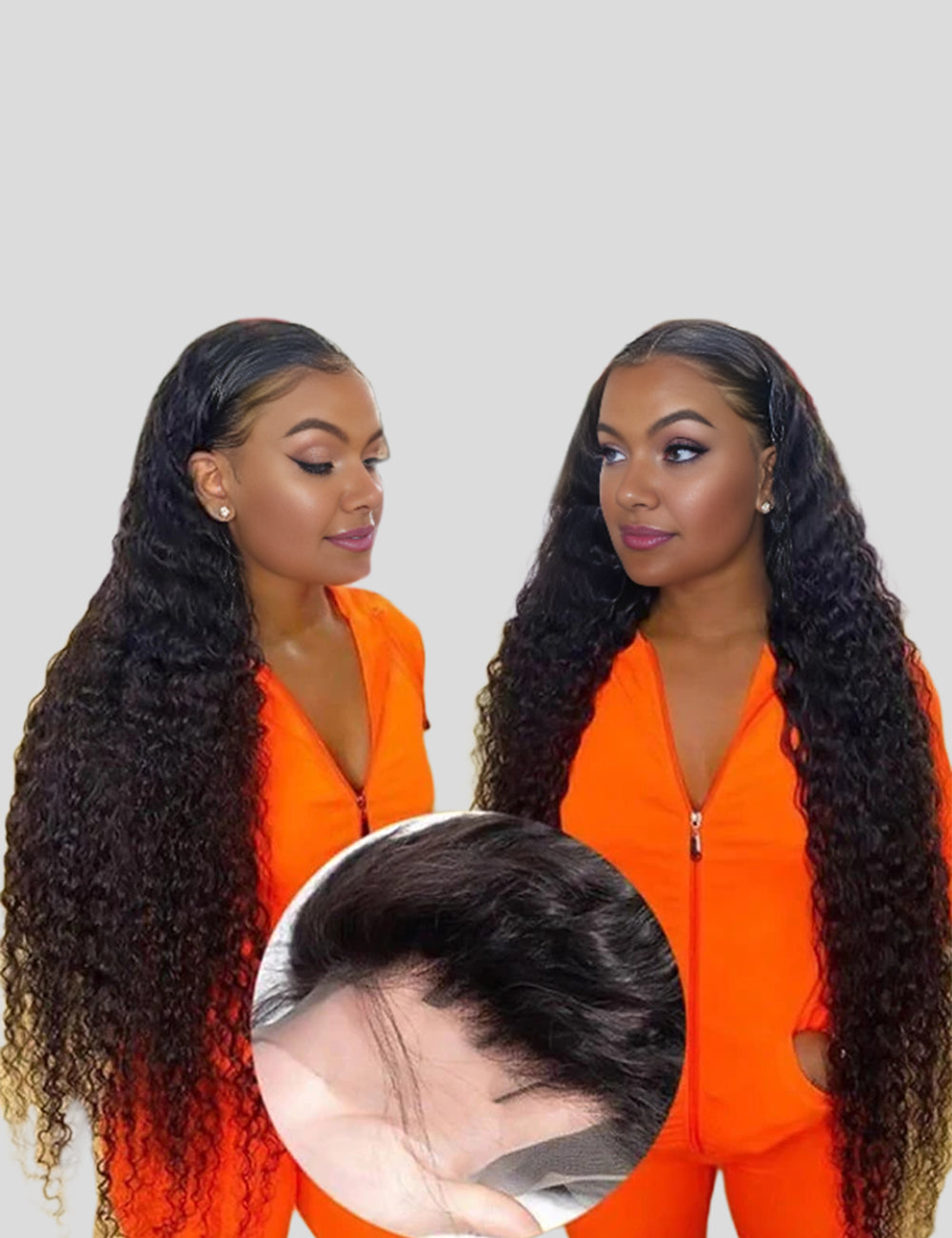 Long HD Undetectable 32" 34" 36" 38" 40" Glueless Human Hair Wigs, 180% Density 13x4 Straight Body Wave Loose Deep Wave Curly Lace Front Wig-3