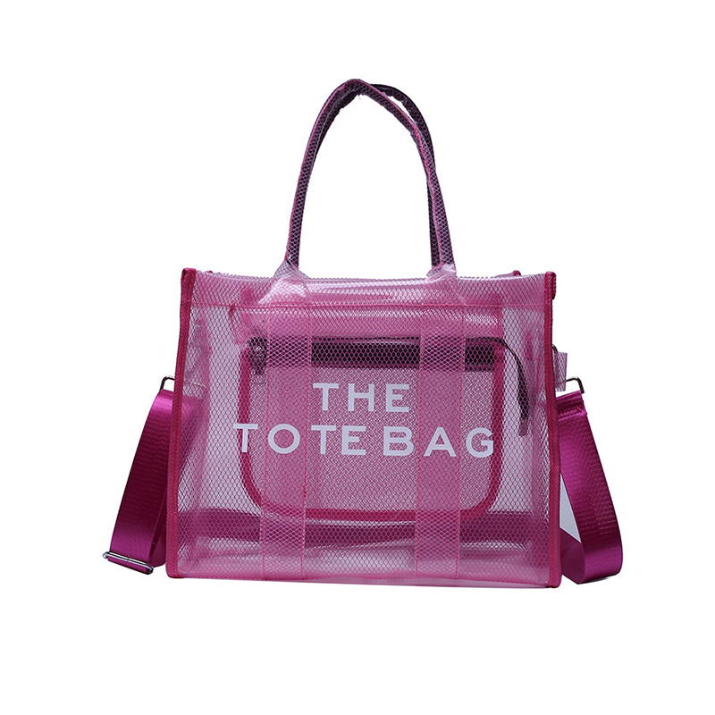 Magenta Clear Tote Bag Large Tote Handbags with Removable Wide Strap | PRUSES