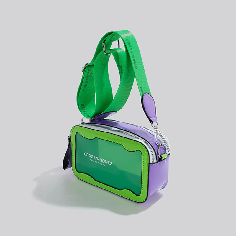Neon Green Clear Jelly Bag Zip Crossbody Cameral Bag with Wide Strap | PRUSES