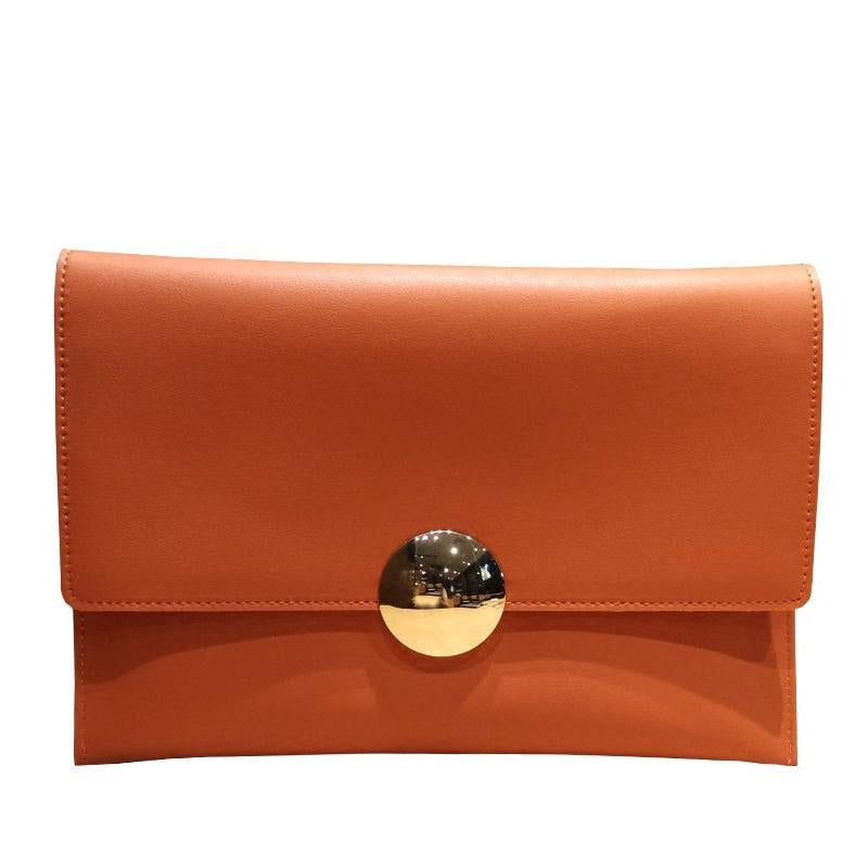 Orange Vegan Leather Large Clutch Bags Crossbody Message Handbags| PRUSES-1