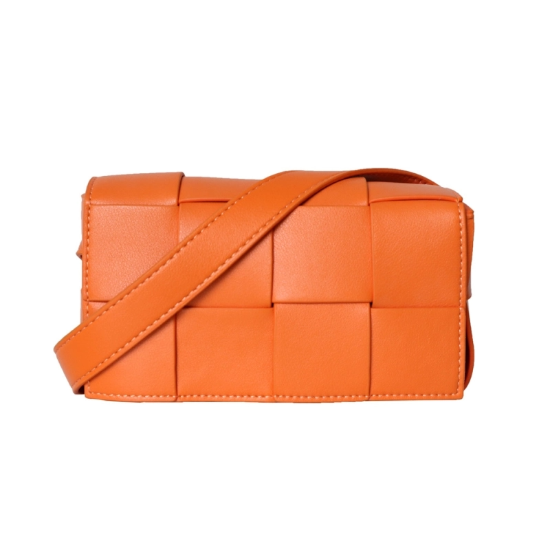Orange Woven Leather Flap Bag Fanny Pack| PRUSES