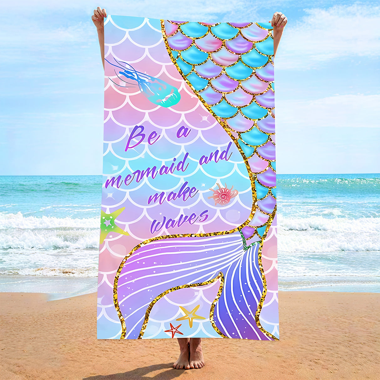 Personalized Mermaid Tail Beach Towel | PRUSES