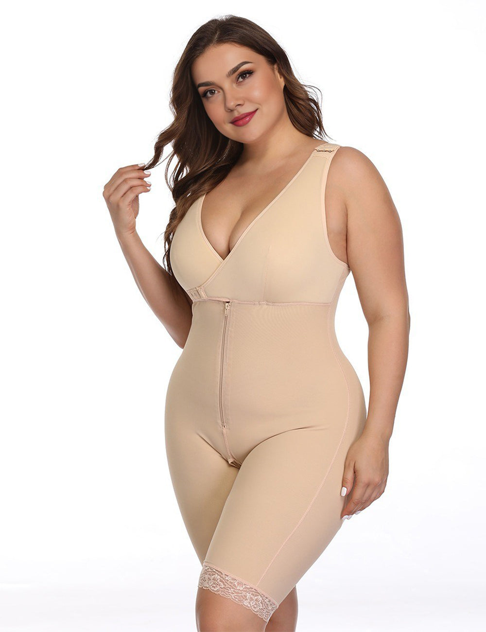 Plus Size Beige Tummy Control Butt Lifter Shapewear