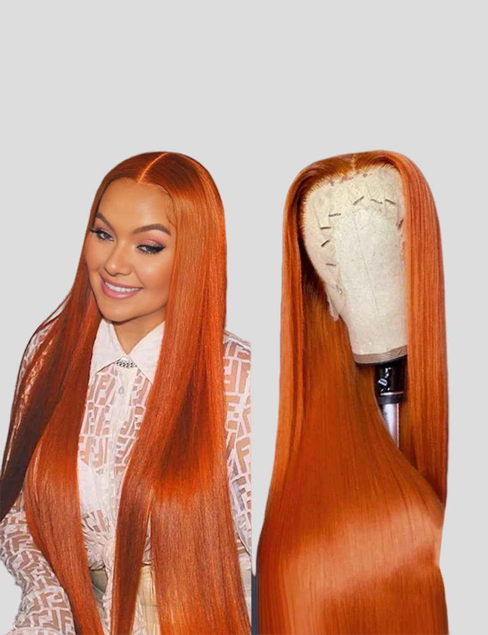 Pre Plucked Ginger Lace Front Wigs Straight Human Hair Wigs With Natural Hairline 32 Inch Long Lace Wigs