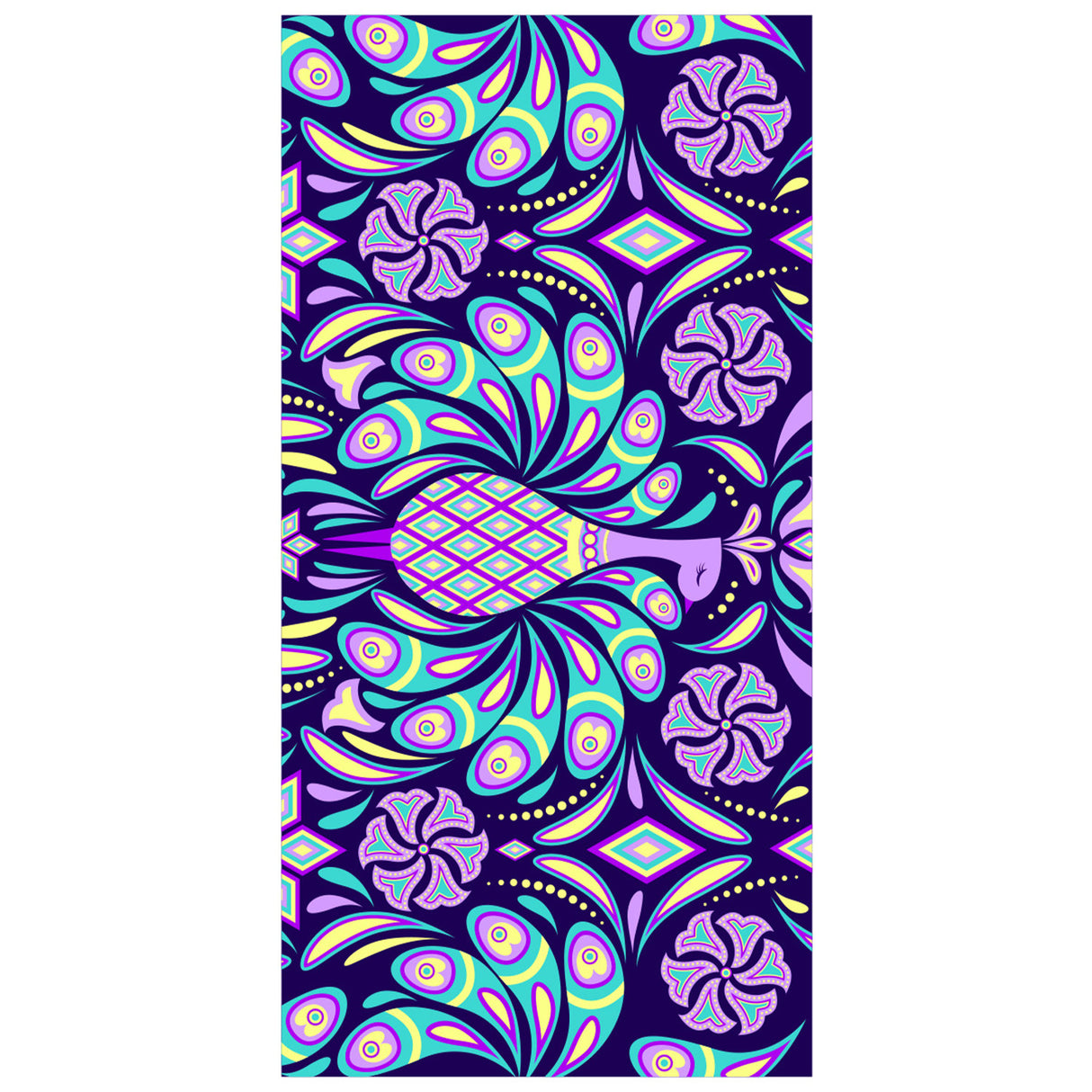 Purple Peacock Pattern Beach Towel | PRUSES