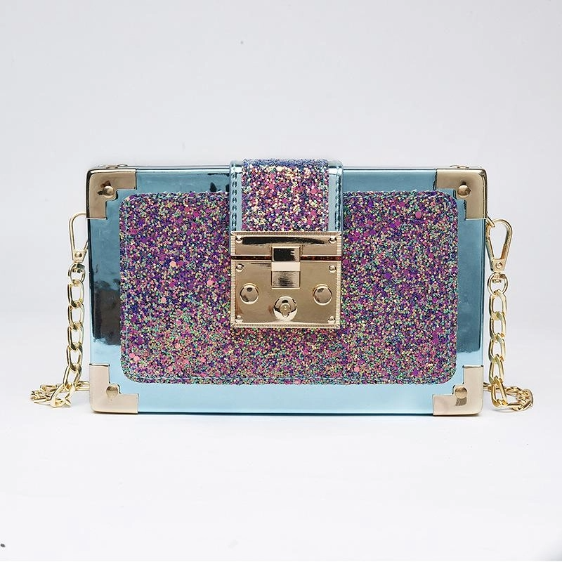 Rainbow Glitter Box Chain Bag Crossbody Purses | PRUSES-2